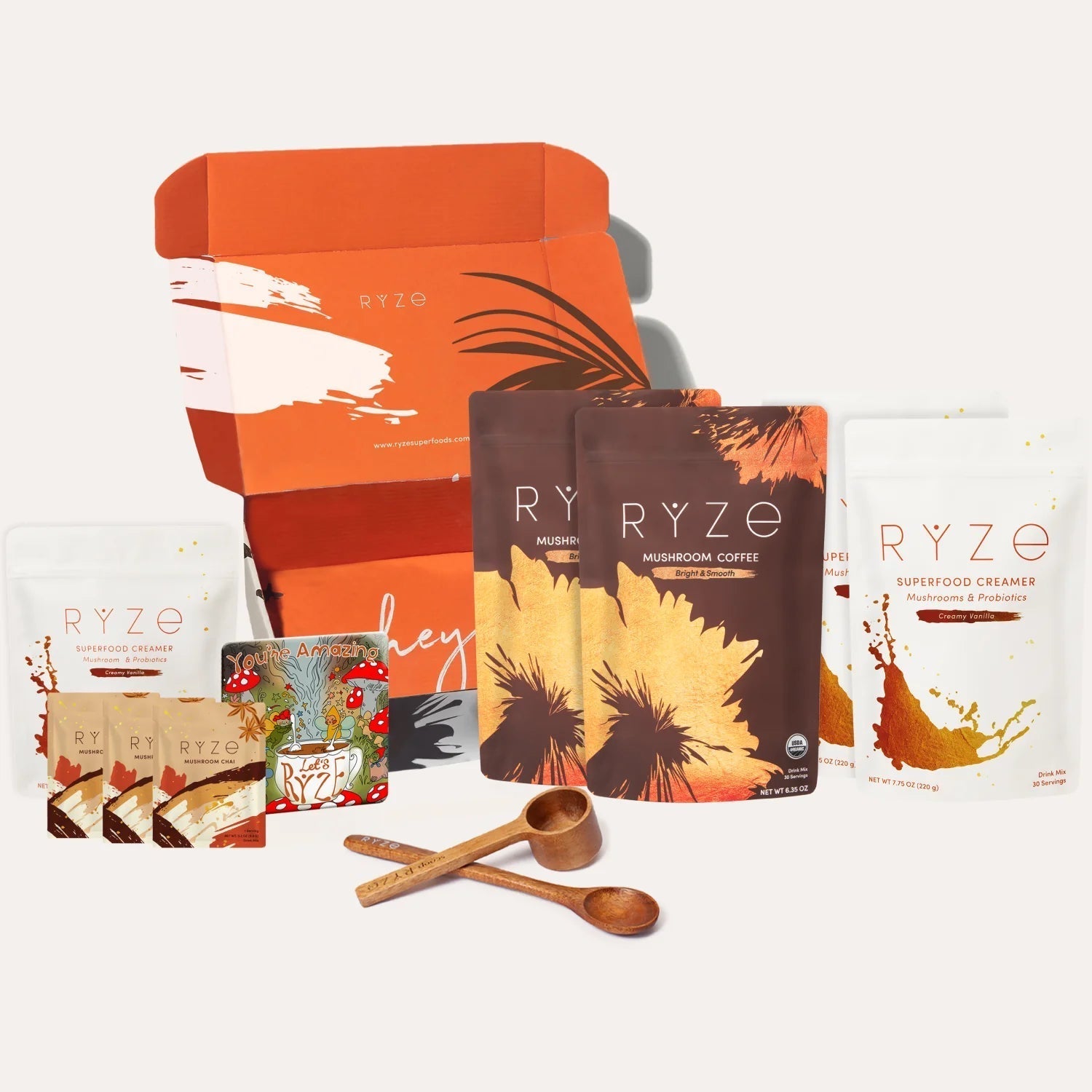 RYZE Lovers Gift Set: 2 Coffees + 2 Creamers - Easy Set
