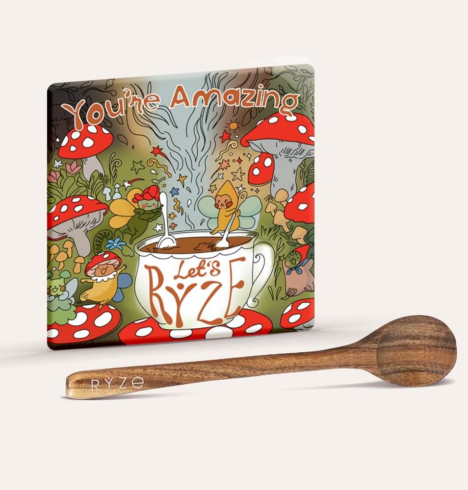 Mushroom Magnet + Acacia Spoon - Simple Use