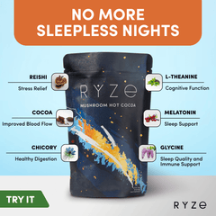 RYZE Hot Cocoa - with 6 Sleep Superfoods to Help Fall Asleep and Stay Asleep - Modern Ready